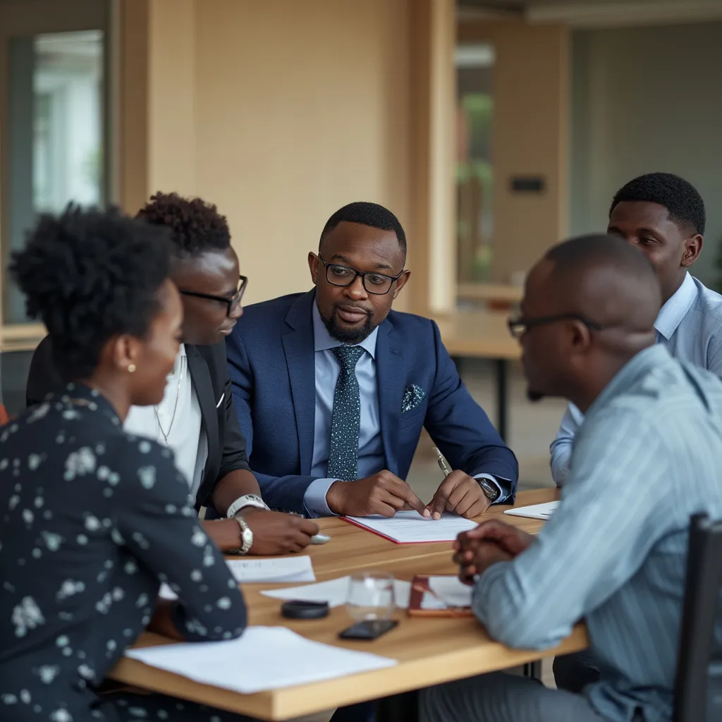 Consulting team meeting in Nigerian office